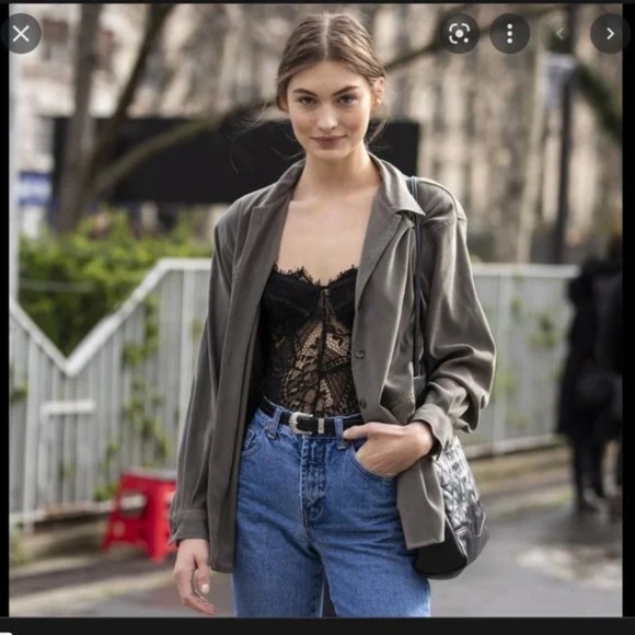 New Club Monaco Black Lace Strapless Bustier Top Size 0 - Picture 1 of 9